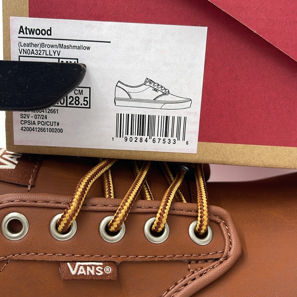 Vans WMNS Brown Leather Sneakers White Accents Atwood (Leather)Brown/ Marshmallo - Picture 16 of 16